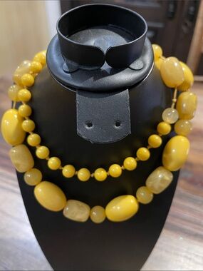 Yellow Beaded Statement Necklace - Women Jewelry